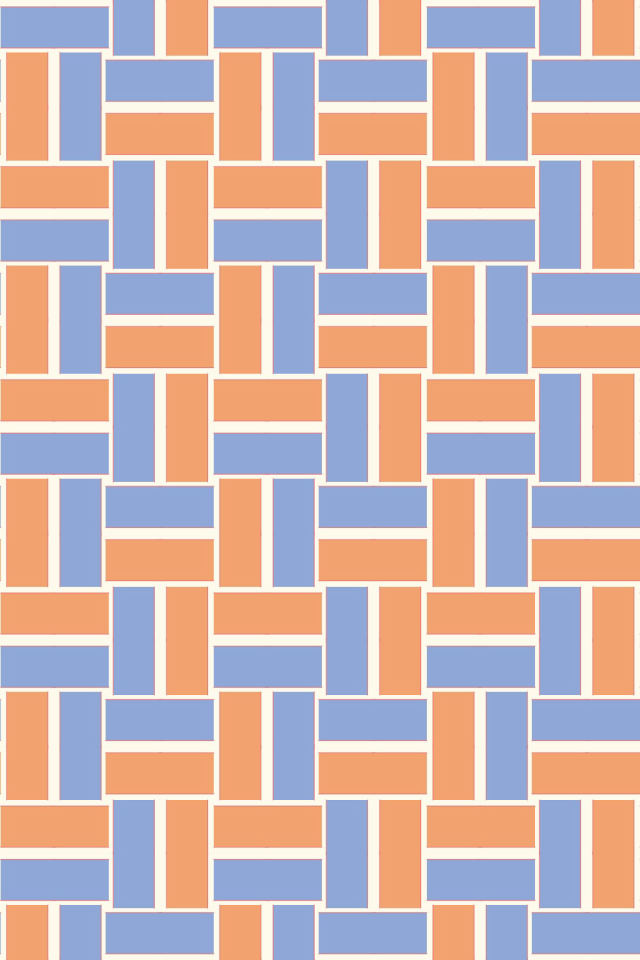 a peachy-rose tile pattern repeating 3 across, edge to edge