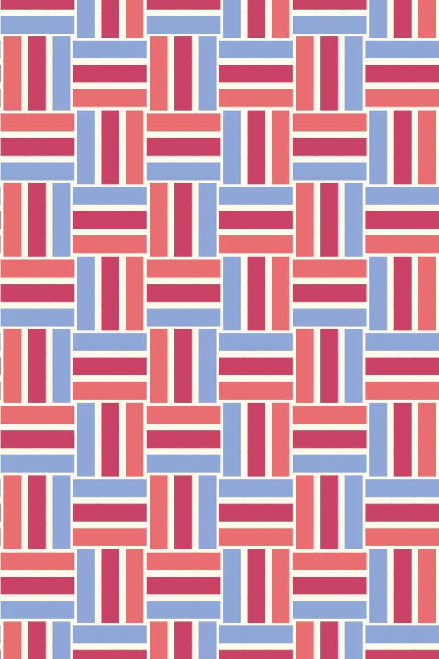 a peachy-rose tile pattern repeating 3 across, edge to edge