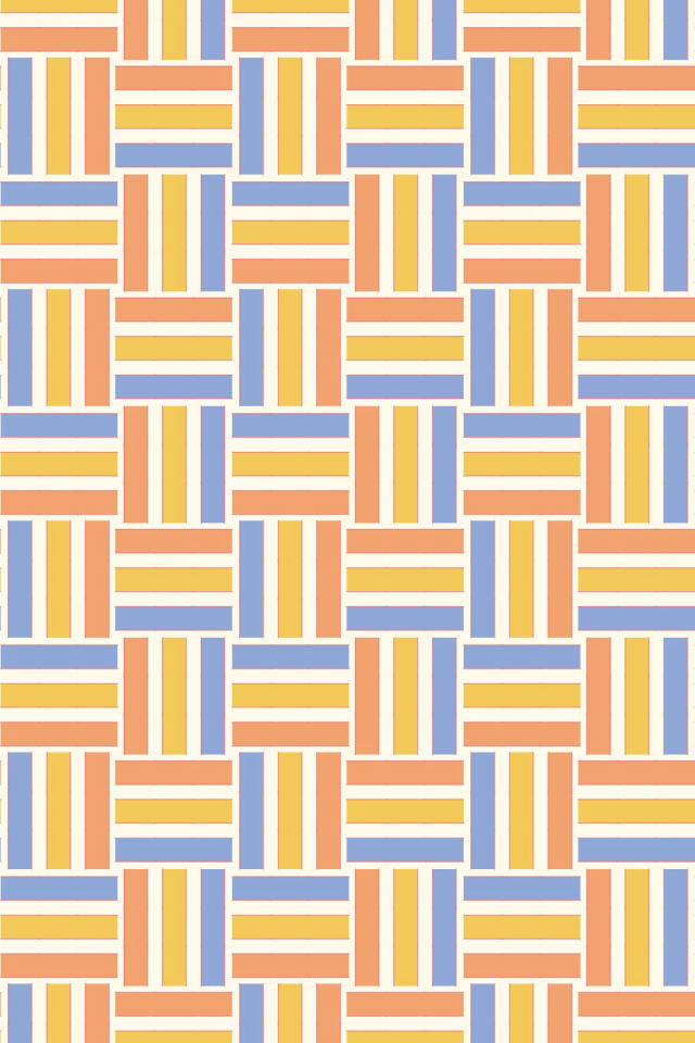 a peachy-rose tile pattern repeating 3 across, edge to edge