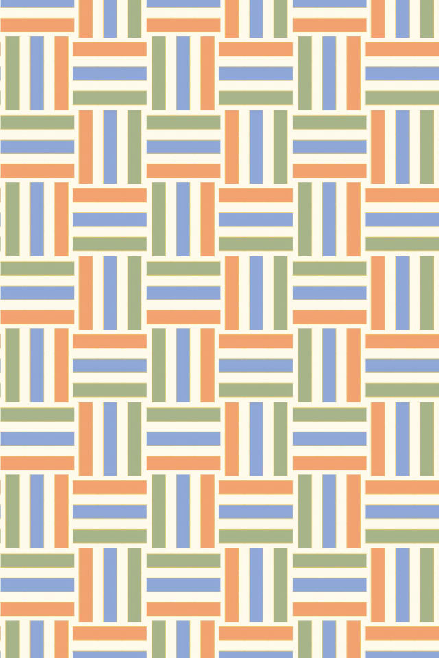 a peachy-rose tile pattern repeating 3 across, edge to edge
