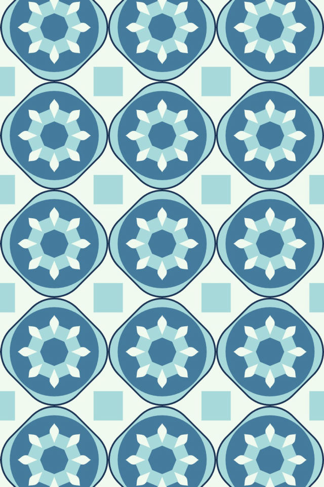 a mediterranean tile pattern repeating 3 across, edge to edge