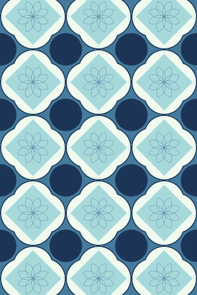 a mediterranean tile pattern repeating 3 across, edge to edge