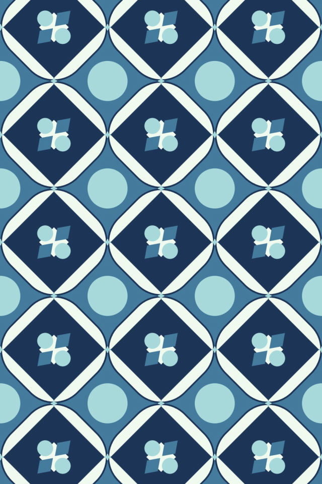 a mediterranean tile pattern repeating 3 across, edge to edge
