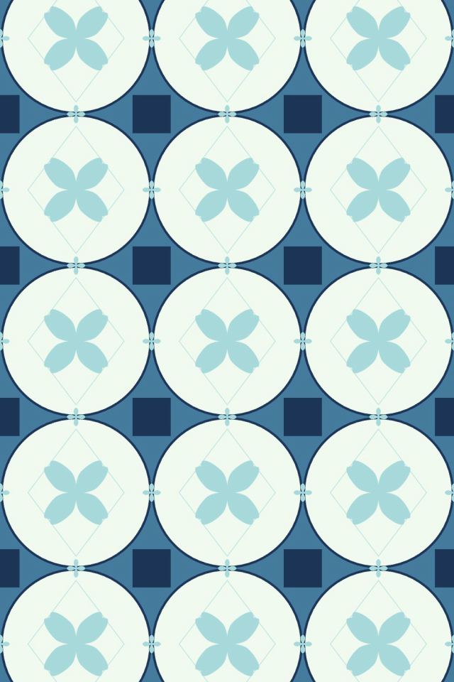 a mediterranean tile pattern repeating 3 across, edge to edge