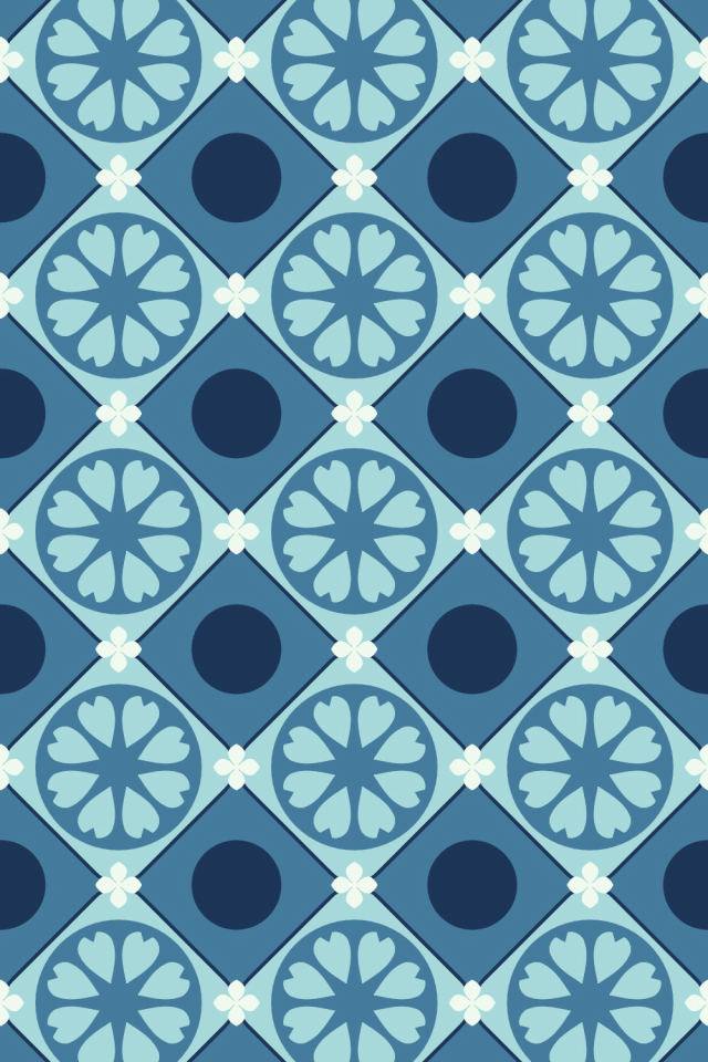a mediterranean tile pattern repeating 3 across, edge to edge