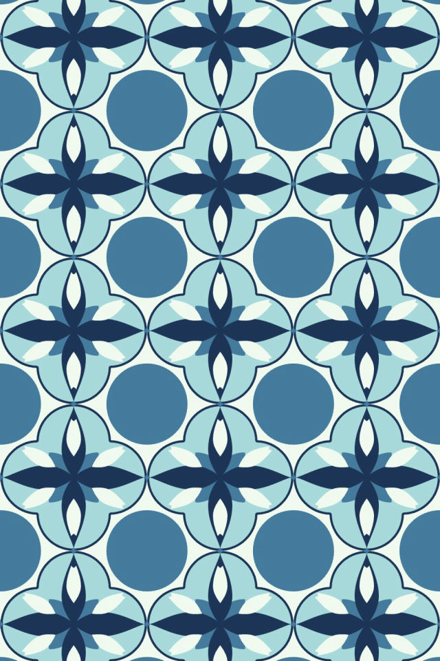a mediterranean tile pattern repeating 3 across, edge to edge