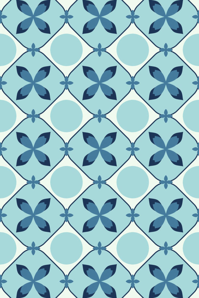 a mediterranean tile pattern repeating 3 across, edge to edge