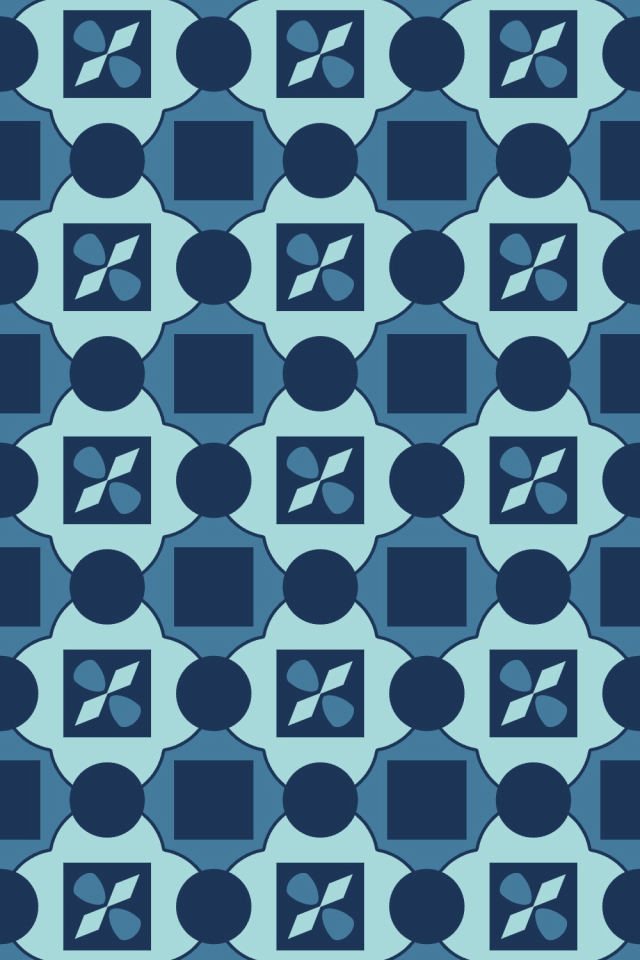 a mediterranean tile pattern repeating 3 across, edge to edge