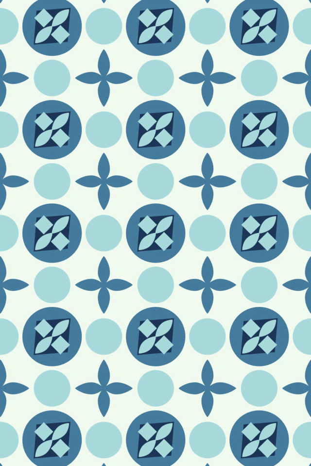a mediterranean tile pattern repeating 3 across, edge to edge