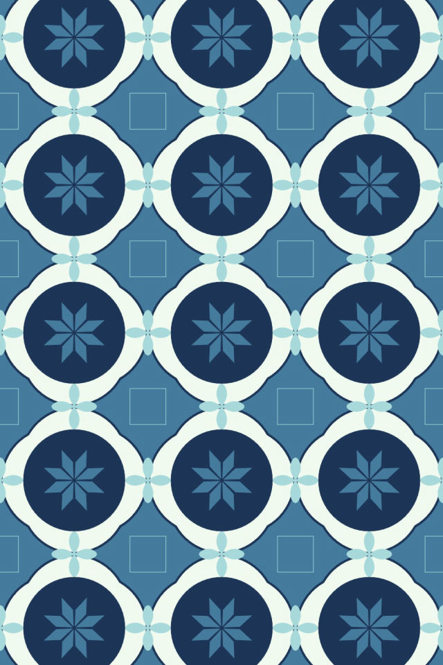 a mediterranean tile pattern repeating 3 across, edge to edge