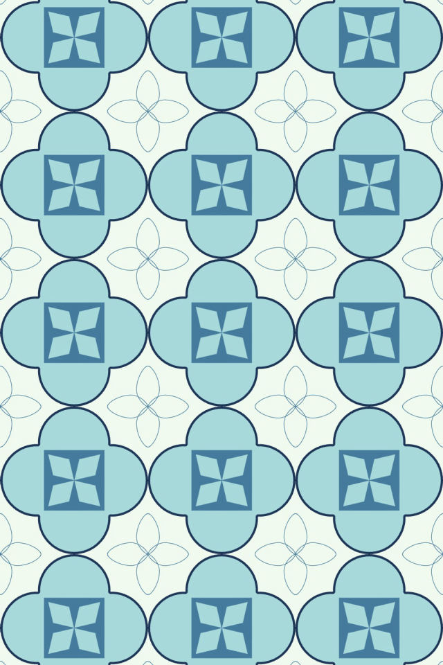 a mediterranean tile pattern repeating 3 across, edge to edge