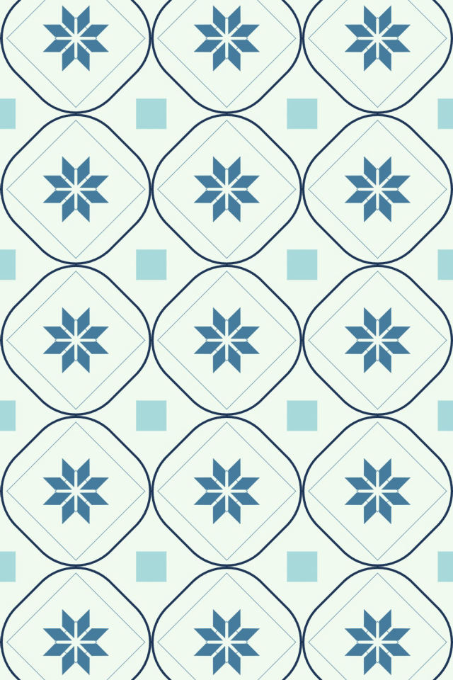 a mediterranean tile pattern repeating 3 across, edge to edge