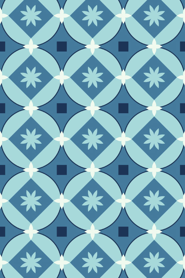 a mediterranean tile pattern repeating 3 across, edge to edge