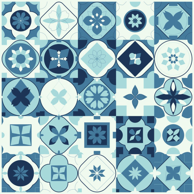 5 by 5 mediterranean tiles on one sheet