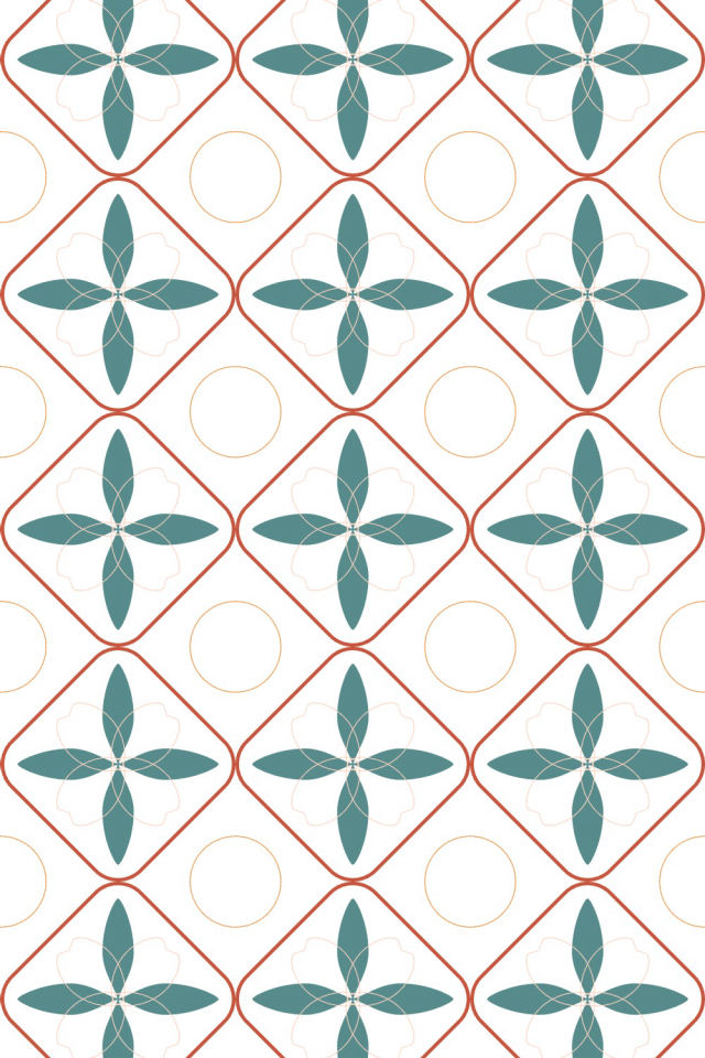 a coral-reef tile pattern repeating 3 across, edge to edge