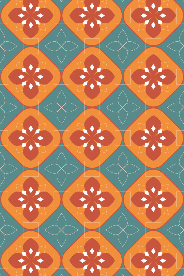 a coral-reef tile pattern repeating 3 across, edge to edge