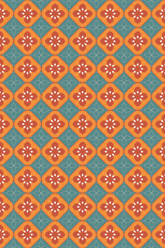 a coral-reef tile pattern repeating 6 across, edge to edge
