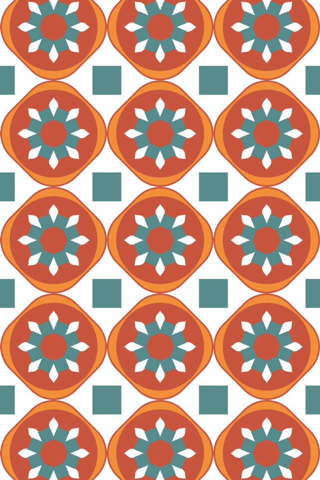 a coral-reef tile pattern repeating 3 across, edge to edge