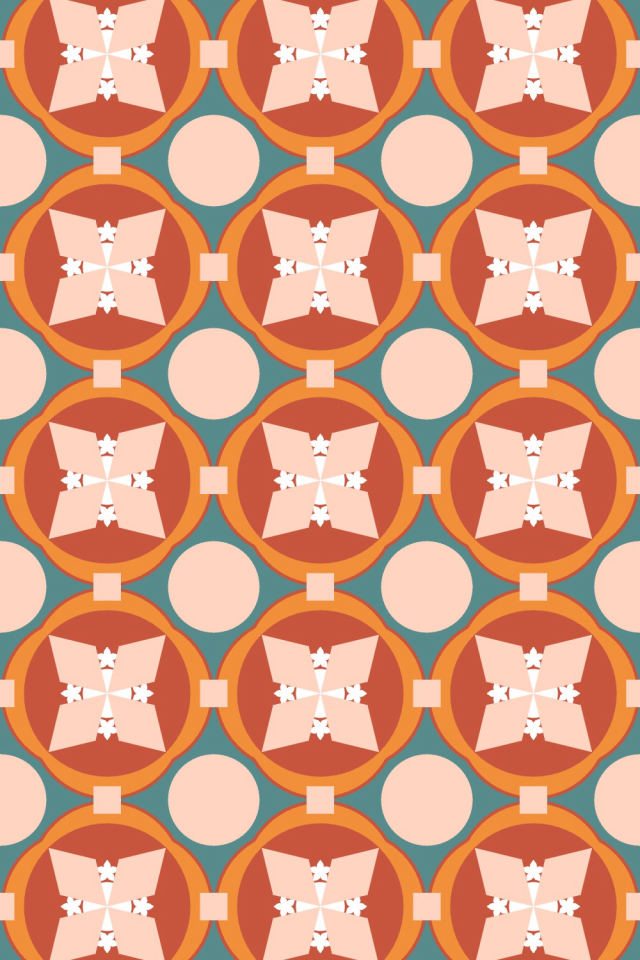 a coral-reef tile pattern repeating 3 across, edge to edge