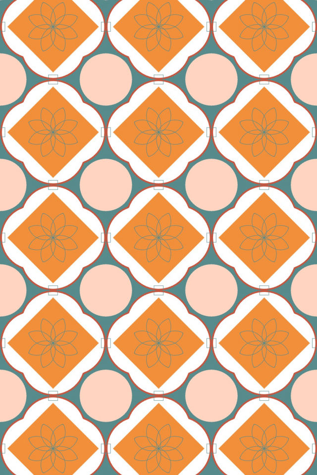 a coral-reef tile pattern repeating 3 across, edge to edge