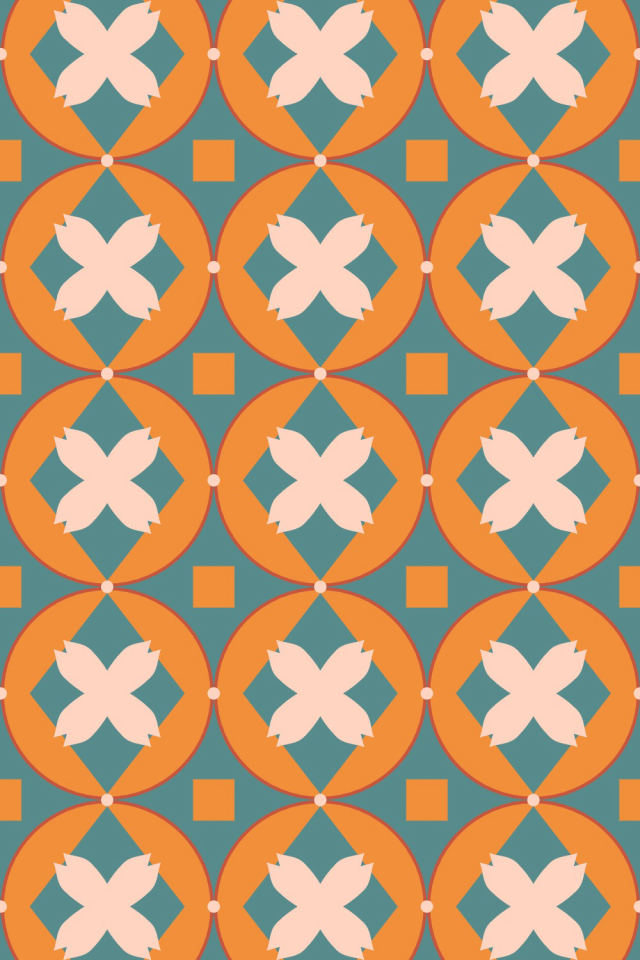 a coral-reef tile pattern repeating 3 across, edge to edge