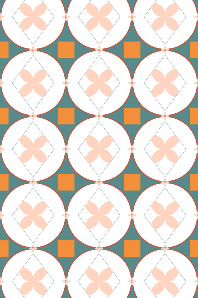 a coral-reef tile pattern repeating 3 across, edge to edge