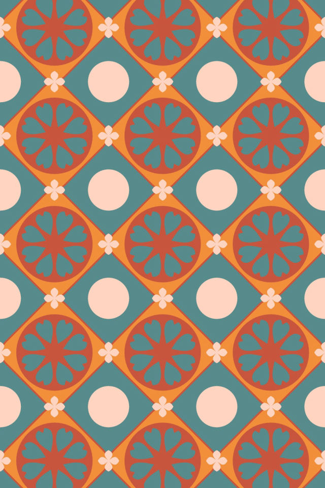 a coral-reef tile pattern repeating 3 across, edge to edge