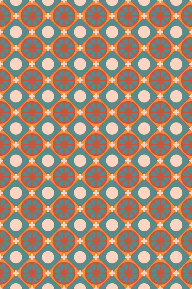 a coral-reef tile pattern repeating 6 across, edge to edge