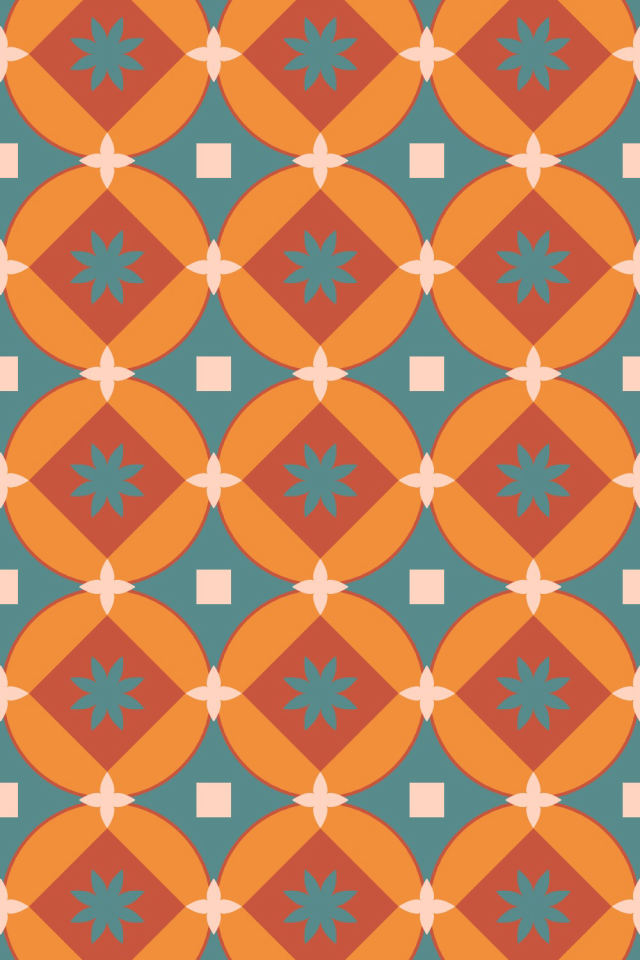 a coral-reef tile pattern repeating 3 across, edge to edge