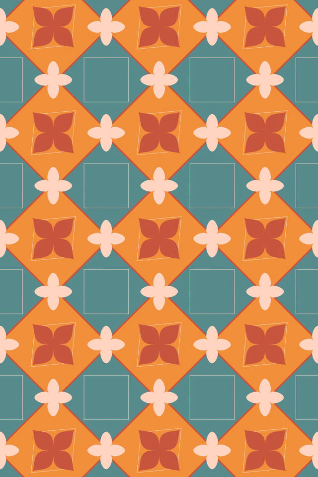 a coral-reef tile pattern repeating 3 across, edge to edge