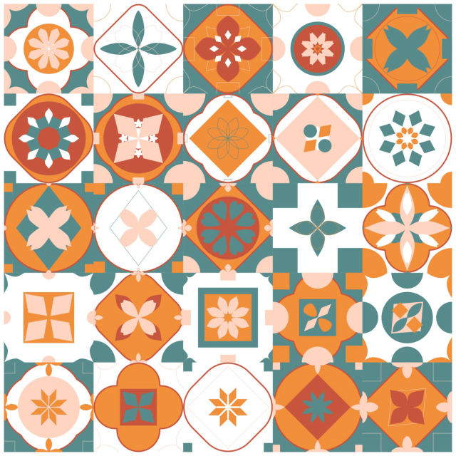 5 by 5 coral-reef tiles on one sheet