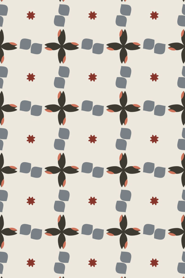 a earthy-fall tile pattern repeating 3 across, edge to edge