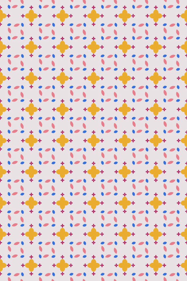 a raspberry-sun tile pattern repeating 6 across, edge to edge