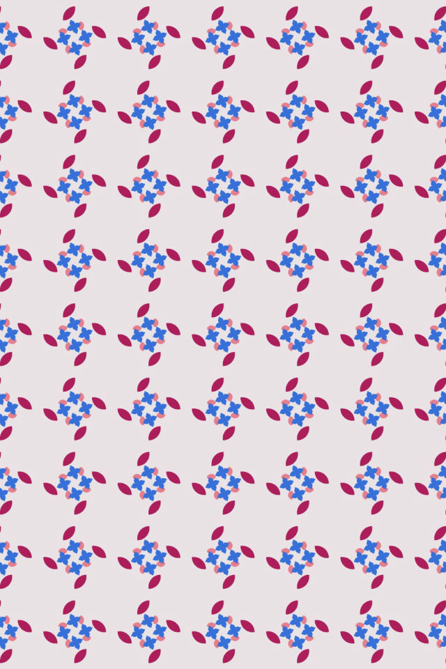 a raspberry-sun tile pattern repeating 6 across, edge to edge
