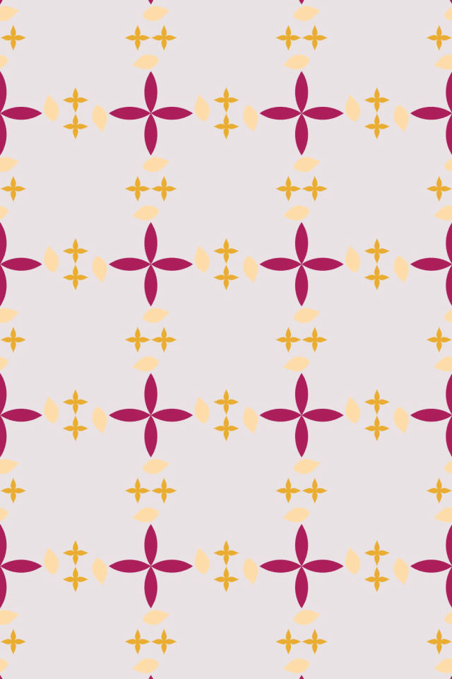 a raspberry-sun tile pattern repeating 3 across, edge to edge
