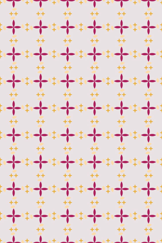 a raspberry-sun tile pattern repeating 6 across, edge to edge