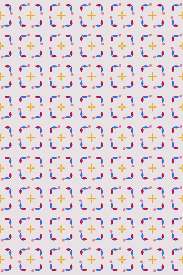 a raspberry-sun tile pattern repeating 6 across, edge to edge