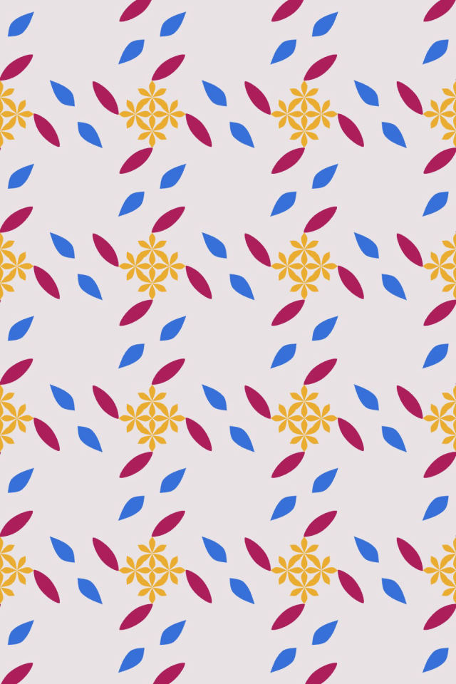 a raspberry-sun tile pattern repeating 3 across, edge to edge