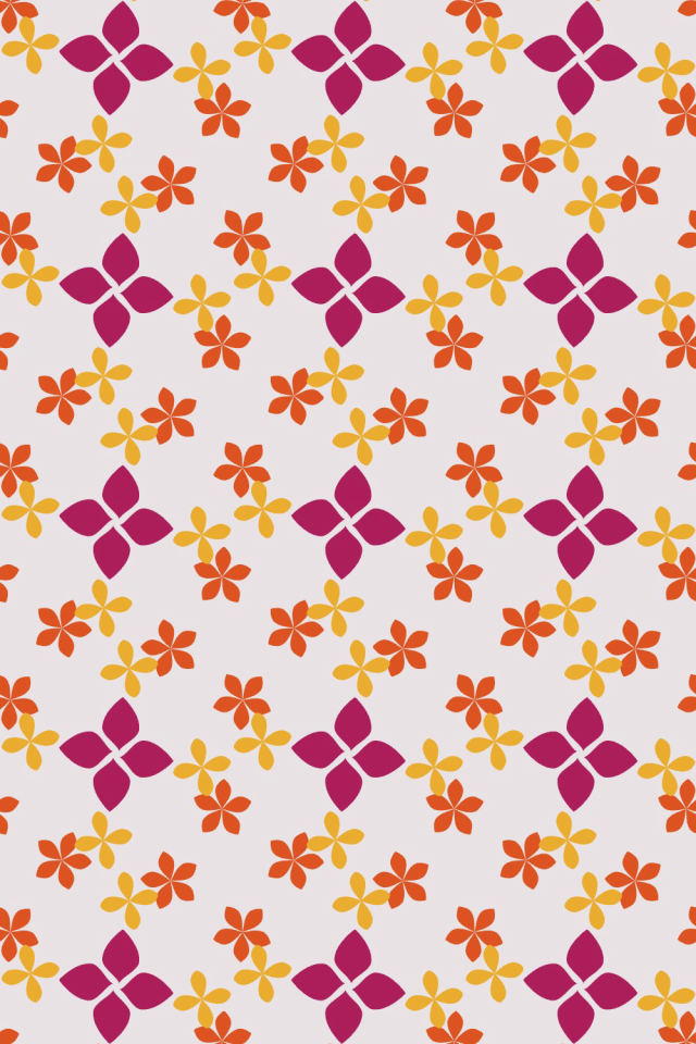 a raspberry-sun tile pattern repeating 3 across, edge to edge