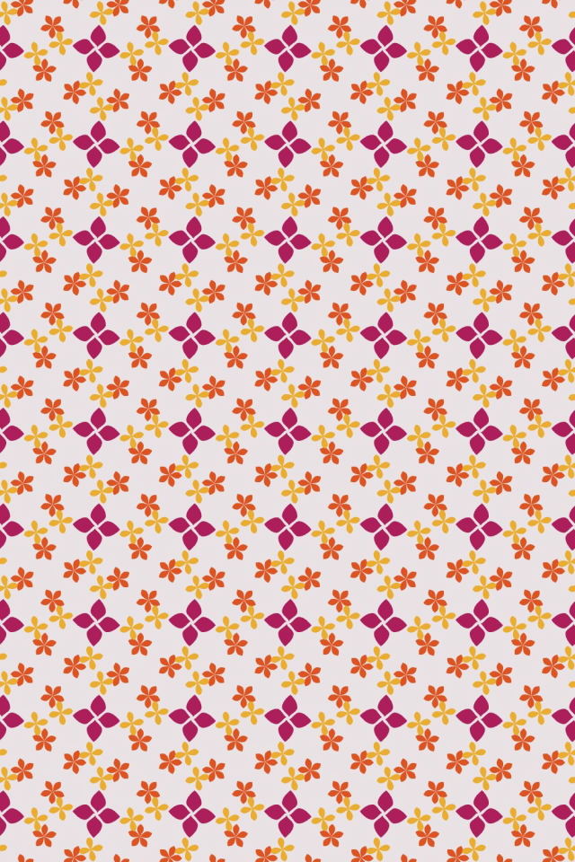 a raspberry-sun tile pattern repeating 6 across, edge to edge