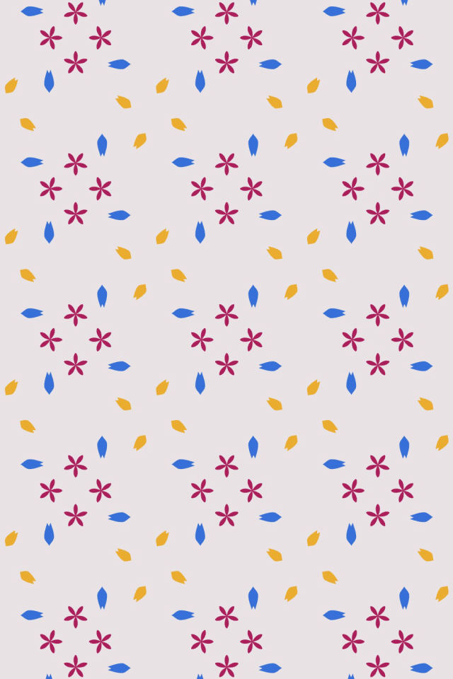 a raspberry-sun tile pattern repeating 3 across, edge to edge
