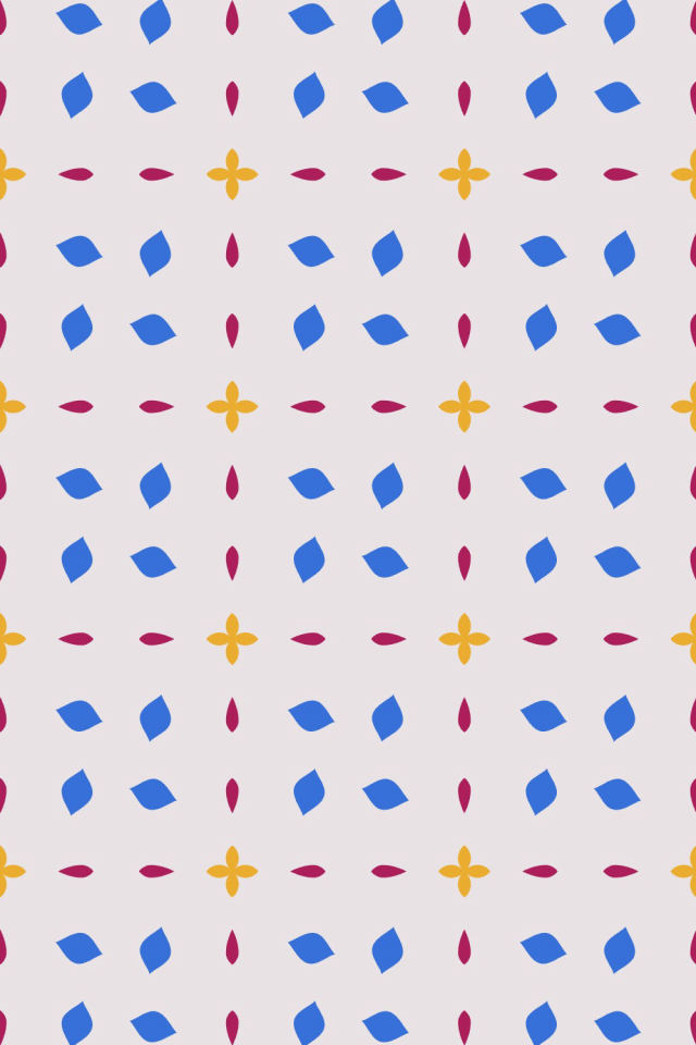 a raspberry-sun tile pattern repeating 3 across, edge to edge