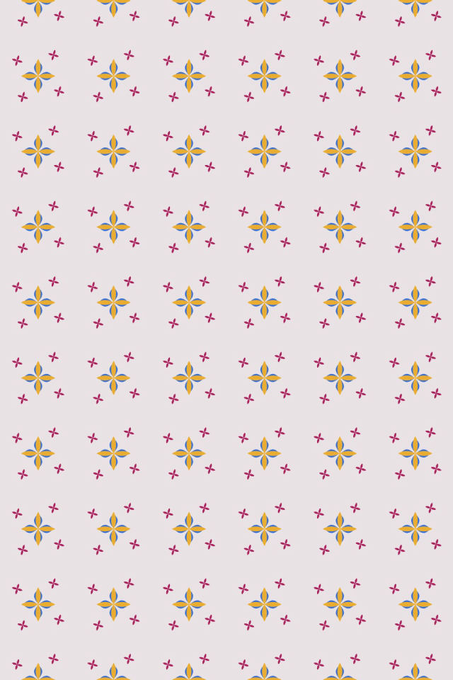 a raspberry-sun tile pattern repeating 6 across, edge to edge