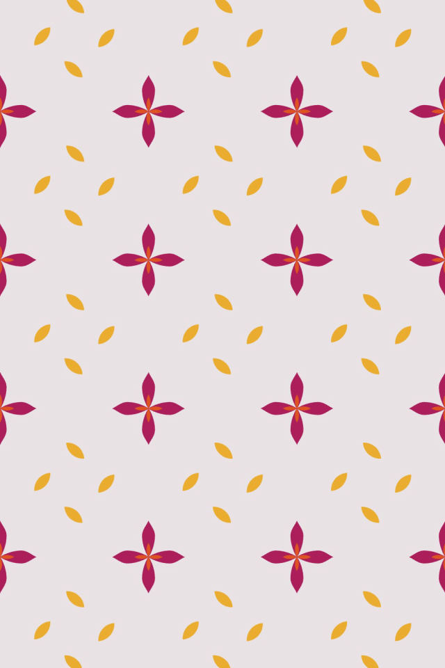 a raspberry-sun tile pattern repeating 3 across, edge to edge