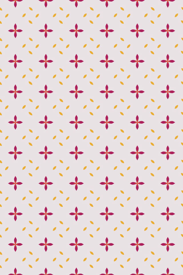 a raspberry-sun tile pattern repeating 6 across, edge to edge