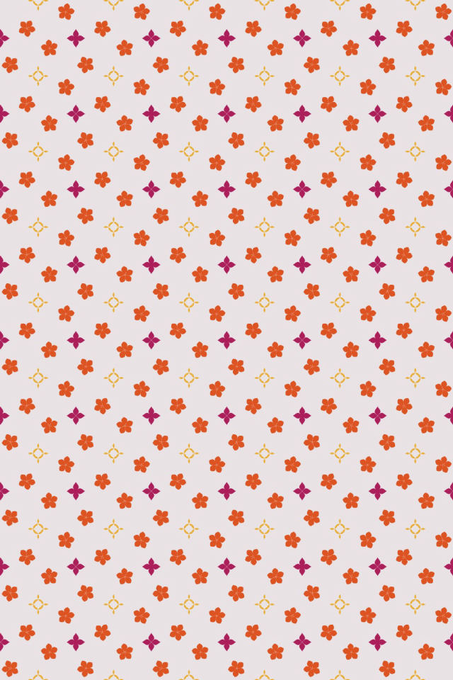 a raspberry-sun tile pattern repeating 6 across, edge to edge