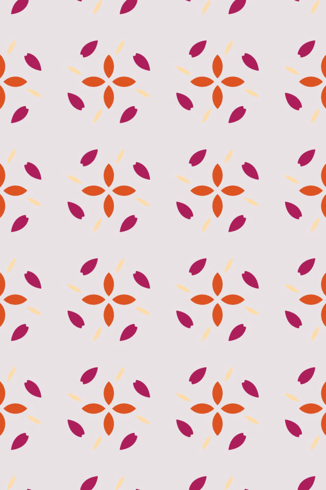 a raspberry-sun tile pattern repeating 3 across, edge to edge