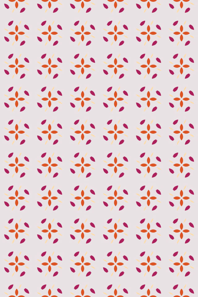 a raspberry-sun tile pattern repeating 6 across, edge to edge