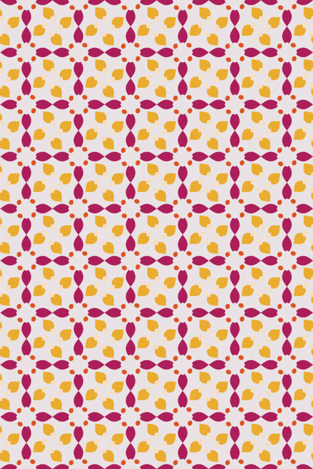 a raspberry-sun tile pattern repeating 6 across, edge to edge