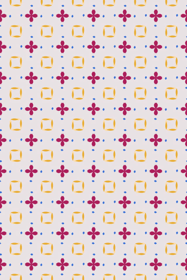 a raspberry-sun tile pattern repeating 6 across, edge to edge